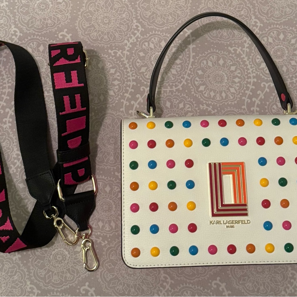 Karl Lagerfeld White Shoulder Bag with Structured Design